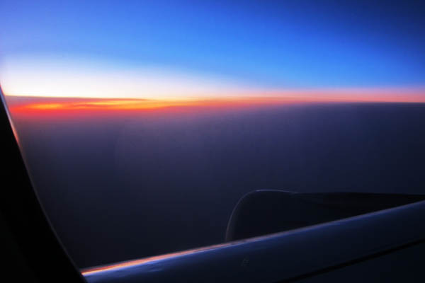 Sunset over the clouds en route to Frankfurt, Germany